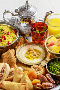 High angle view of fruits on table