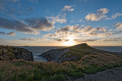 Scenic view of sea against sky during sunset