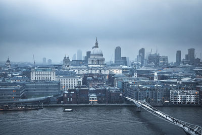 View of buildings in city against sky