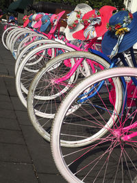 High angle view of bicycle in parking lot