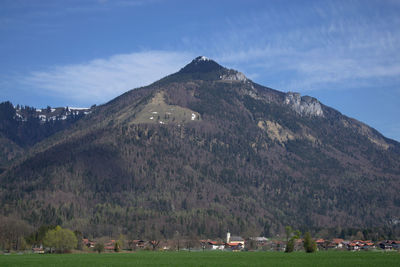 Scenic view of landscape and mountains against sky