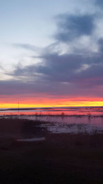 Scenic view of sea against dramatic sky