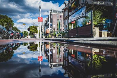 Reflection of buildings in water