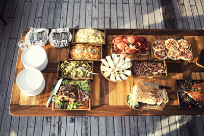 High angle view of food on table