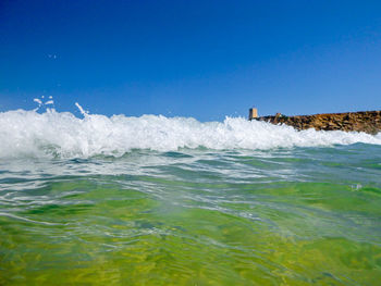 Scenic view of sea against clear sky