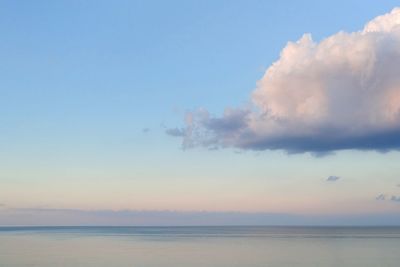 Scenic view of sea against sky at sunset