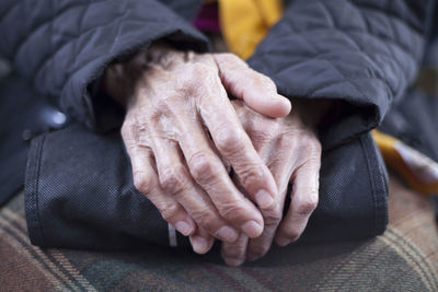 Close-up of the hands of a senior woman