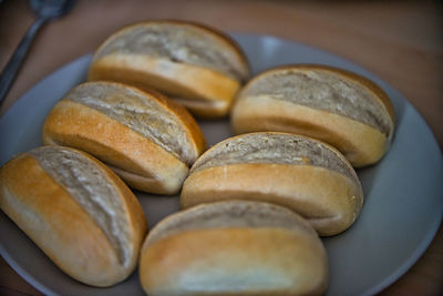 High angle view of bread on table