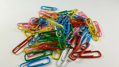 Close-up of colored pencils on table