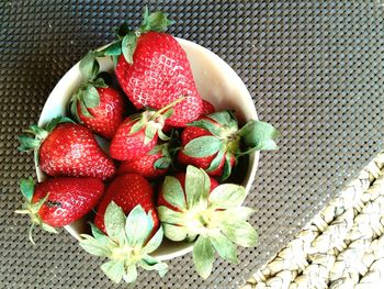 High angle view of strawberries