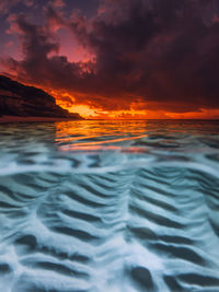 Scenic view of sea against sky during sunset