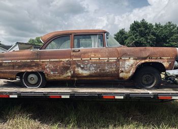 Vintage car on road