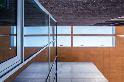 Directly below shot of modern building against sky