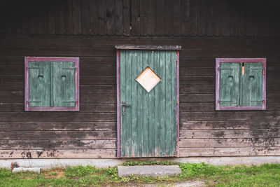 Closed door of old building