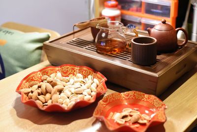 Close-up of ice cream on table at home