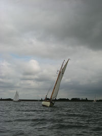 Scenic view of sea against cloudy sky