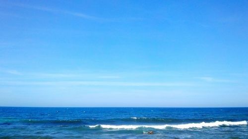 Scenic view of sea against blue sky