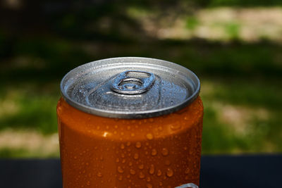 Close-up of beer glass