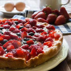 Close-up of dessert in plate on table