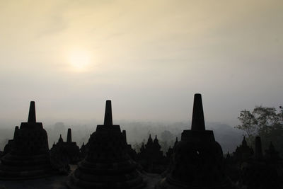 Panoramic view of temple at sunset
