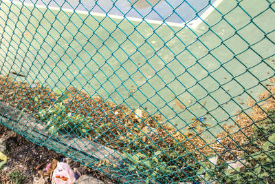 High angle view of chainlink fence