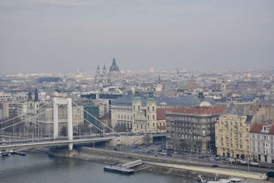 High angle view of buildings in city