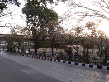 Road by trees against sky