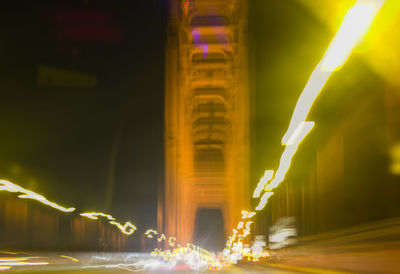 Blurred motion of illuminated city at night