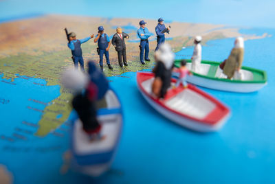 People on boat in sea