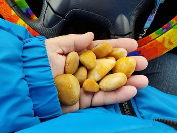 Close-up of person holding stone