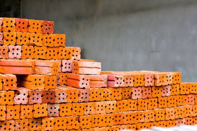 Close-up of stack of firewood