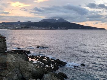 Scenic view of sea against sky during sunset