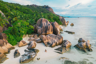 Aerial view of man at beach