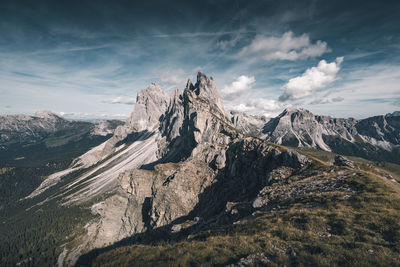 Panoramic view of landscape and mountains against sky