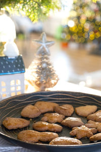 Close-up of food on table