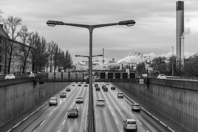 Traffic on road in city