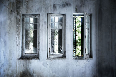 Close-up of abandoned window