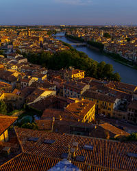 High angle view of townscape against sky