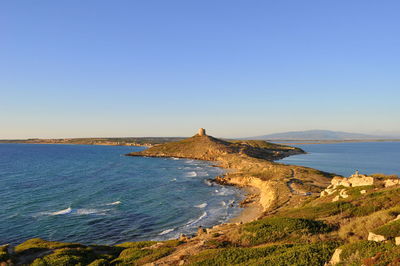 View of sea against blue sky