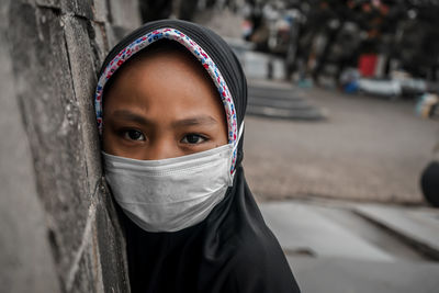 Girl wearing mask