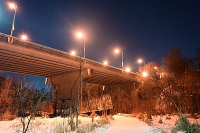 Low angle view of bridge against sky at sunset