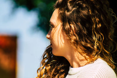 Portrait of woman looking away