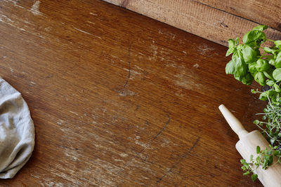 High angle view of vegetables on cutting board