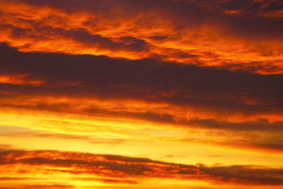 Low angle view of dramatic sky during sunset