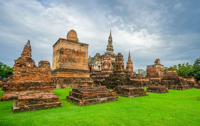 Old temple against building