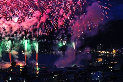 Firework display at night in japan