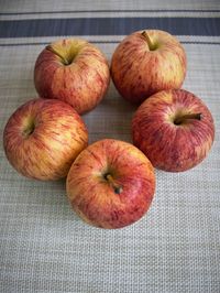 High angle view of apples on table