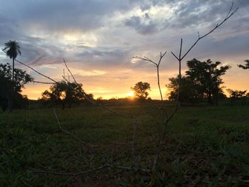 Scenic view of landscape against sky during sunset