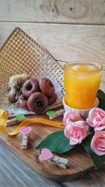 Clothespins with food on cutting board