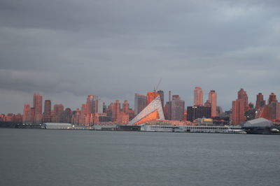 City skyline at dusk